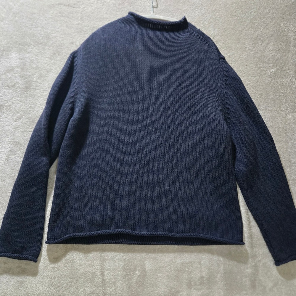 J.Crew Roll Neck Sweater Mens XL Blue Cotton Preppy Heritage Nautical Old Money